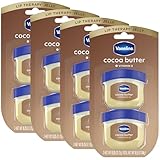 Vaseline Lip Therapy Cocoa Butter 4-Pack – Mini Lip Balms for Soft, Glowing Lips, 0.25 Oz Ea