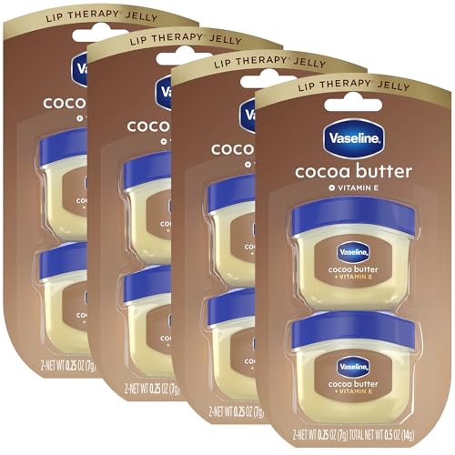 Vaseline Lip Therapy Cocoa Butter 4-Pack – Mini Lip Balms for Soft, Glowing Lips, 0.25 Oz Ea
