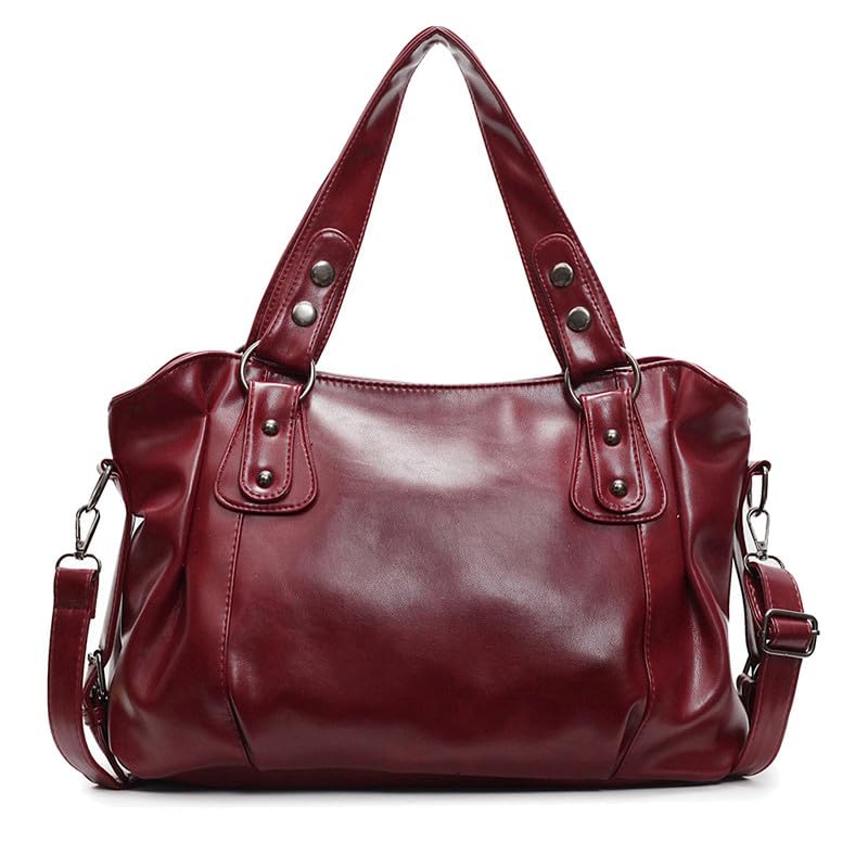 Bolso de Mano con Bandolera para Mujer en Cuero PU Bolsos Totes Bolso de Hombro Bolsos Bandolera Hobo Bolso de señora para Damas Bolso de Bandolera Mamá Rojo