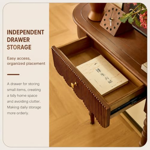 Mesa consola madera maciza pasillo estrecho con cajón almacenamiento slim 5