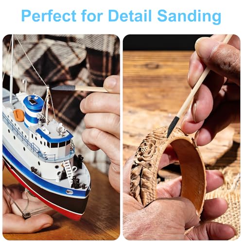 50PCS Premium Sanding Sticks, Double End Matchsticks Sanding Twigs of 120/280 Grit, Fine Detailing Polishing Sticks for Plastic Models/Wood/Metal/Small Area/Hole Sanding, 5.4 x 0.2 Inch