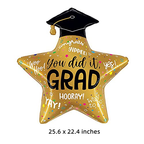 Dzrige Graduation Balloons Congrats Grad Balloons Hooray You Did It Graduation Cap Star Mylar Foil Balloons for Class of 2025 Decorations | Graduation Party Decorations 2025 - Thumbnail 3