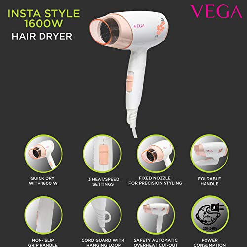 Image of VEGA Insta Style 1600 Hair Dryer (VHDH-21), White
