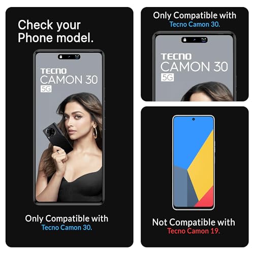 Image of ArmourPro Military Grade Gorilla Tempered Glass Screen Protector Compatible For Tecno Camon 30 (6.78 Inch) With Easy Installation Kit| Edge To Edge Coverage |Black