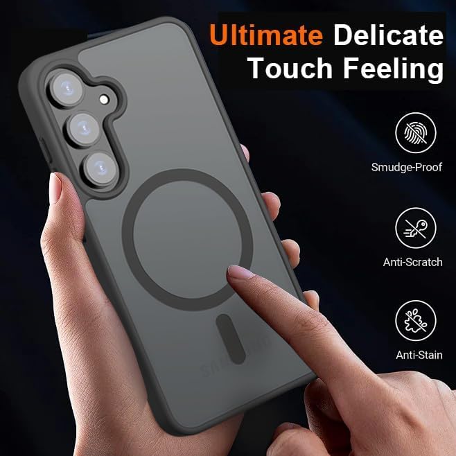 Image of MagPro case for Samsung Galaxy S24 5G | MagSafe Compatible Protective Cover with Strong Magnetic Adsorption Shockproof Armor Scratch Resistant Polycarbonate Hard Back | Translucent Matte Black