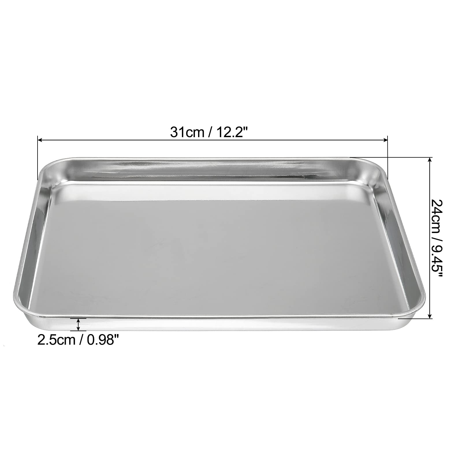 PATIKIL 430 Acciaio Inox Vassoio 31x24cm Strumento Attrezzo Laboratorio Tipo Piatto Rettangolare