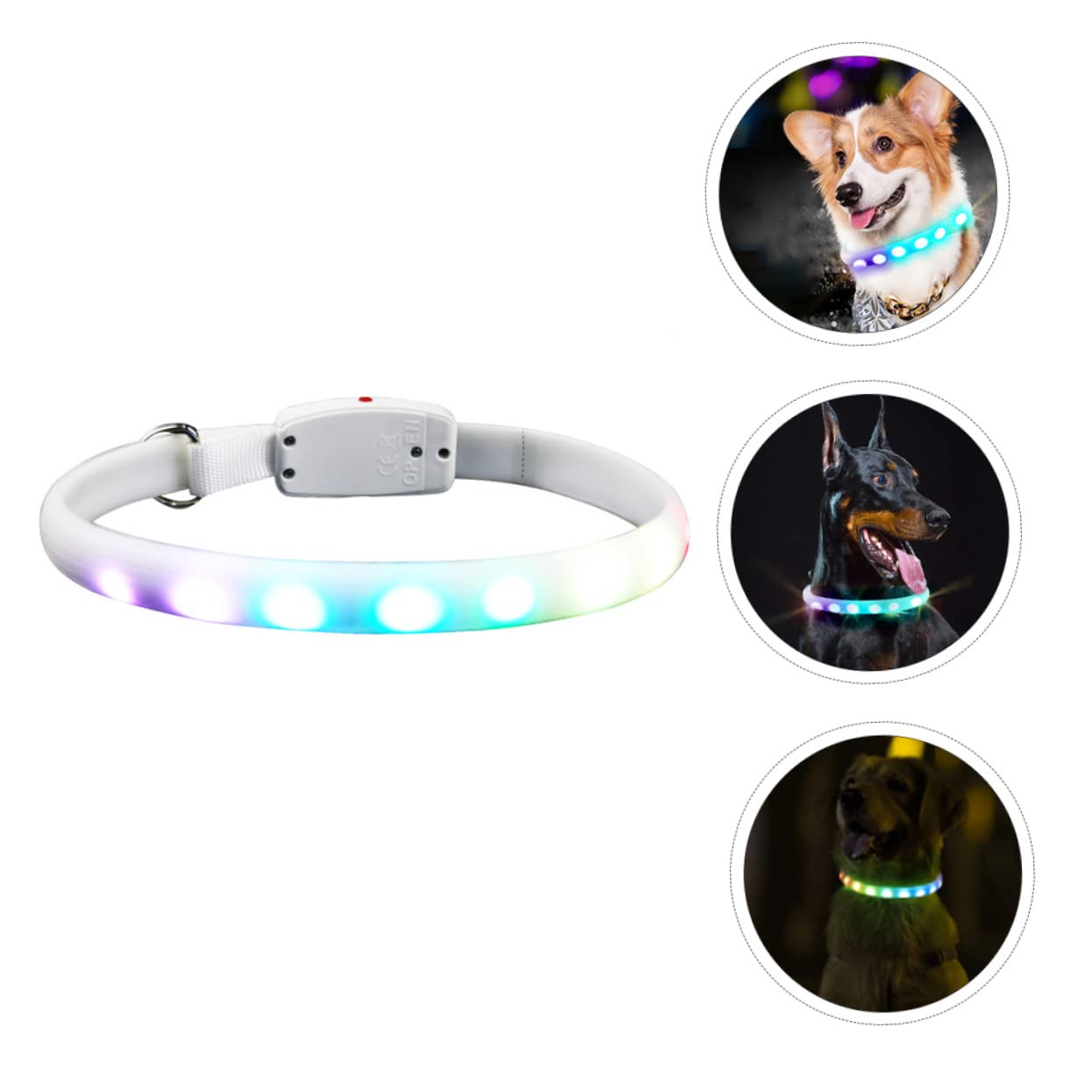 Happyyami Collar Led Recargable USB para Prueba De Agua y Collar Luminoso Paseos y Seguridad De