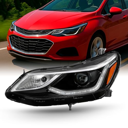 AKKON - Headlamps For 2016 2017 2018 2019 Chevy Cruze Model w/LED DRL Halogen Projector Headlights Left Driver Side