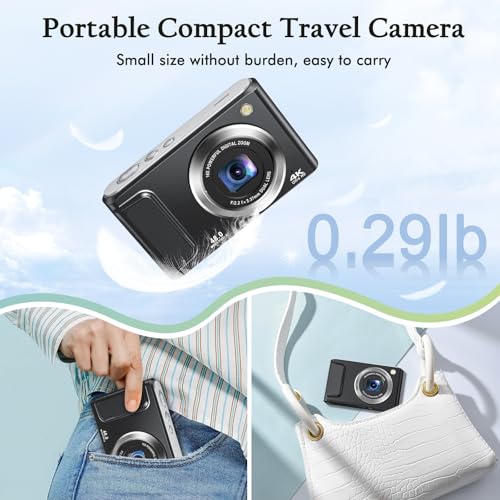 4K Digital Camera for Photography, 48MP Autofocus Vlogging Camera with Dual Camera, Flash, Anti-Shake, 16X Digital Zoom Point and Shoot Camera for Teens Boys Girls - Image 5