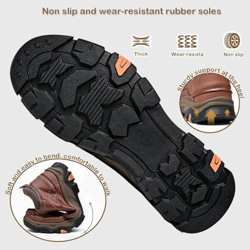 Beelovy Shoes for Men,Enjerr Orthopedic Balance Shoes Men for Balance,Classic Outdoor Leather Hiking Shoes Comfortable for Work Office Dress High Top4