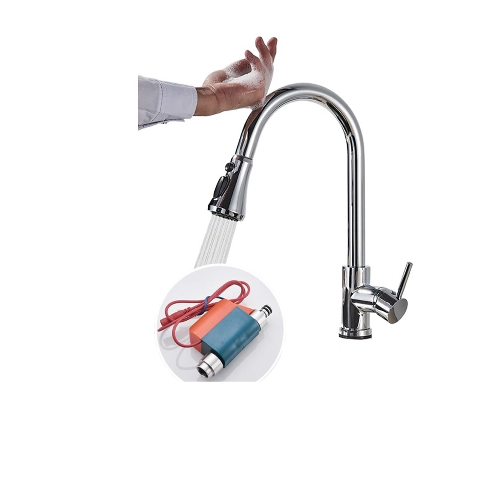 Grifo de cocina negro mate táctil inteligente con sensor mezclador de agua caliente y fría