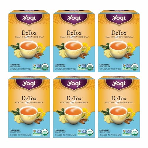 Yogi Tea DeTox Tea - 16 Tea Bags per Pack (6 Packs) - Organic Detox Tea for Digestive & Circulation Support - Includes Burdock, Dandelion, Ginger Root, Black Pepper, Cardamom & Juniper Berry