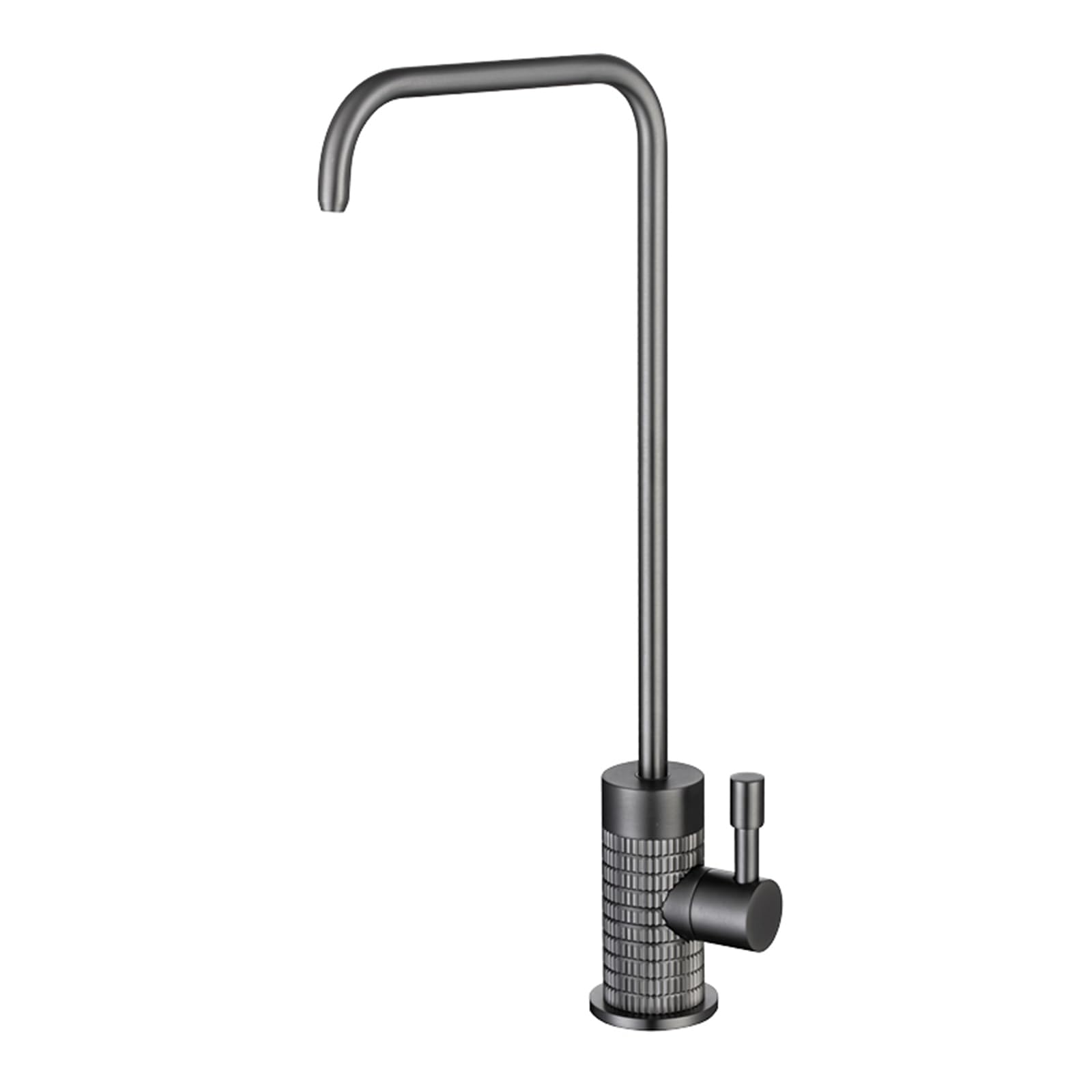 BHFPFZA Cold Water Kitchen Tap, 360° Swivel Brass Drinking Water Faucet, Single Hole Reverse Osmosis Tap with Push Lever, Stylish Grey Finish for Modern Kitchens