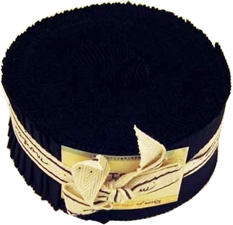 Moda Basics Bella Solids Black 9900-99 Jelly Roll, Set of 40 2.5x44-inch (6.4x112cm) Precut Cotton Fabric Strips