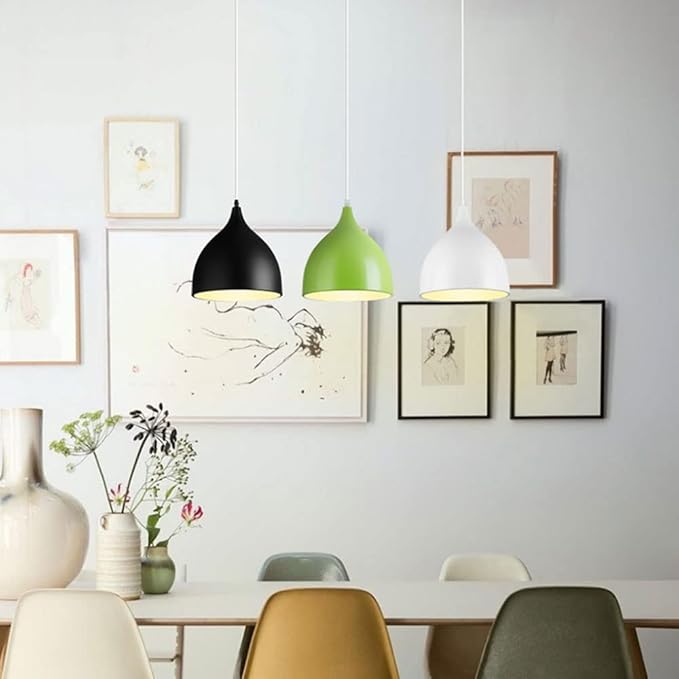 LQZCXMF Macaron Plafond Hanglamp Aluminium Eetkamer Kroonluchter Koepel Metalen Hanglamp E27 Voet Retro Industriële Lamp Voor Keuken Eiland Slaapkamer: LQZCXMF photo 2