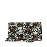Betsey Johnson Women's XOZIPP Zip Around Wristlet Wallet, Royal Skulls, One Size