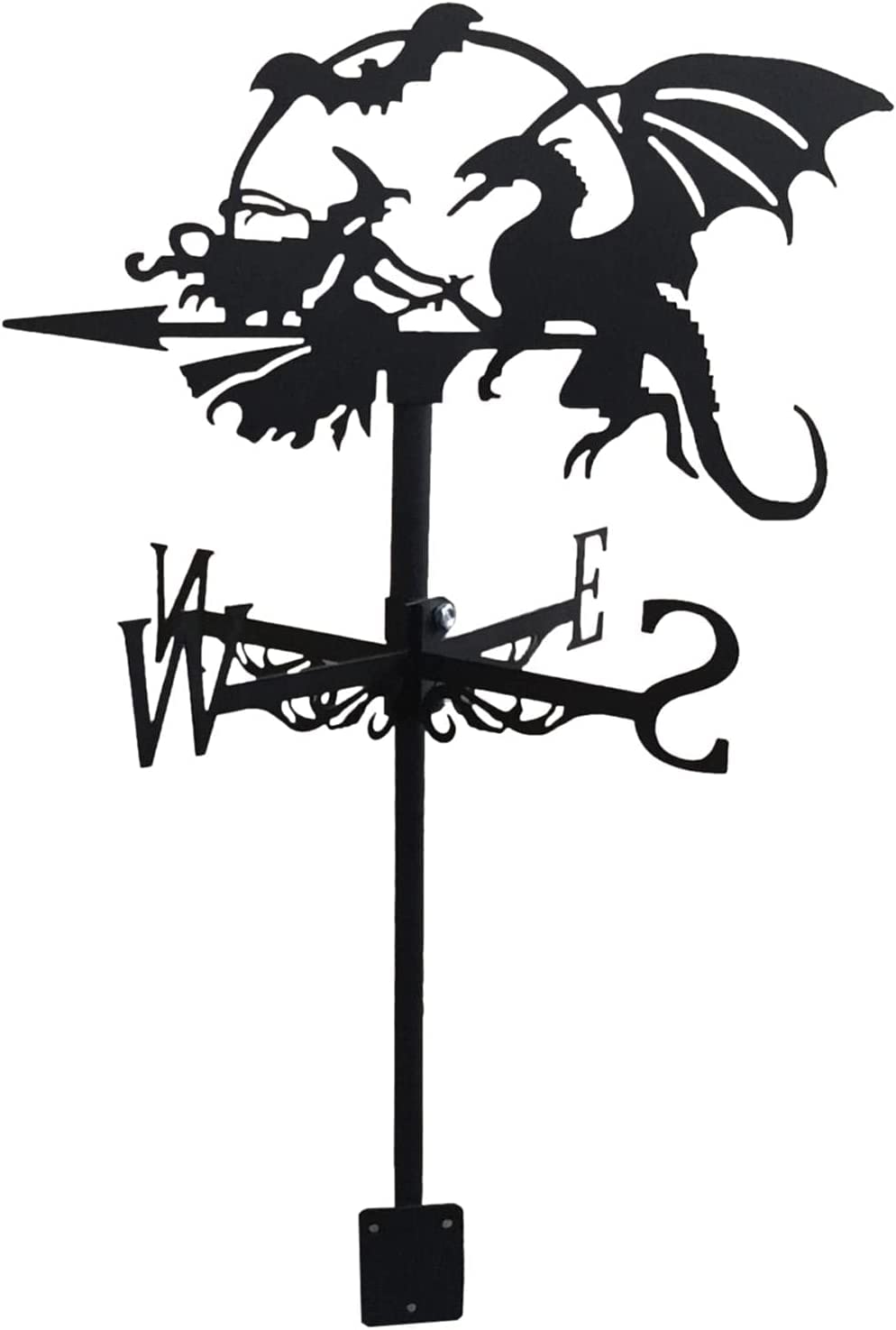 WIQUYBML Weathervanes for Garden Metal Wind Vane Roof Mount Weathervan Halloween Weather Vanes Roofs, Yard, Cupola/Dragon Witch/62 * 32Cm