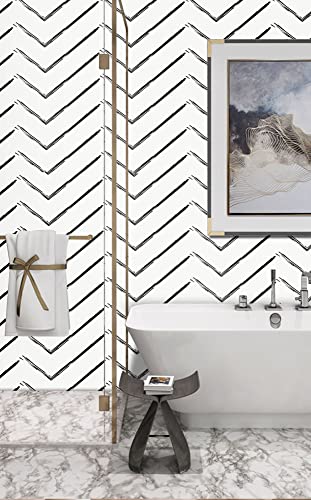 Practicalws Black And White Wallpaper 17.7'' × 157.4'' And White Wallpaper 15.7" X118'' #TOP1