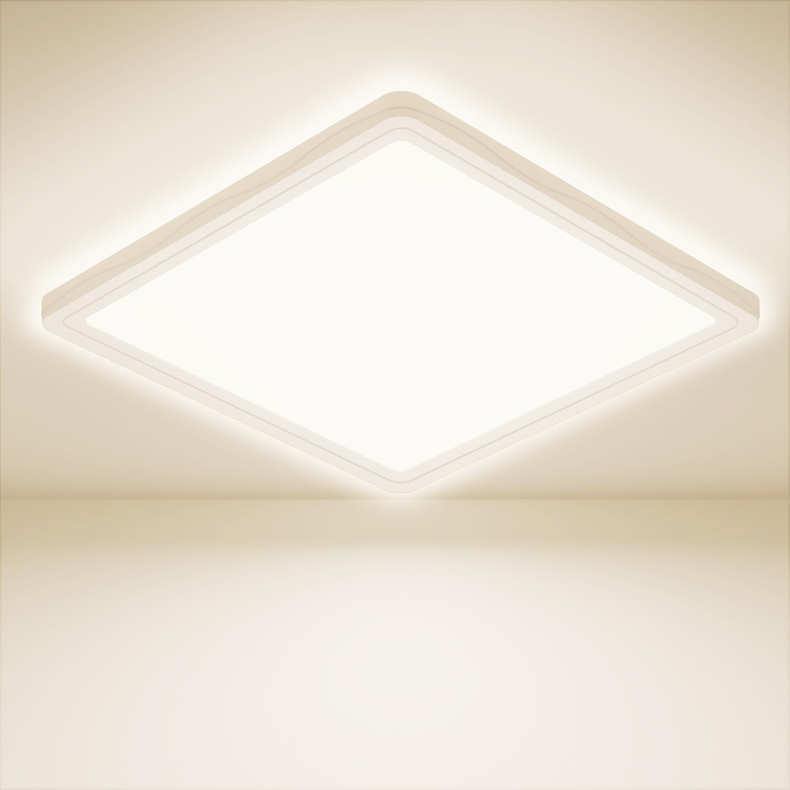 Feliigo LED Ceiling Light, 18 W, 4000 K, 1600 LM, Square Ceiling Lamp, IP44 Waterproof, Ø22 cm, Ultra Slim Ceiling Lamp for Living Room, Bedroom, Bathroom, Kitchen, Balcony, Hallway
