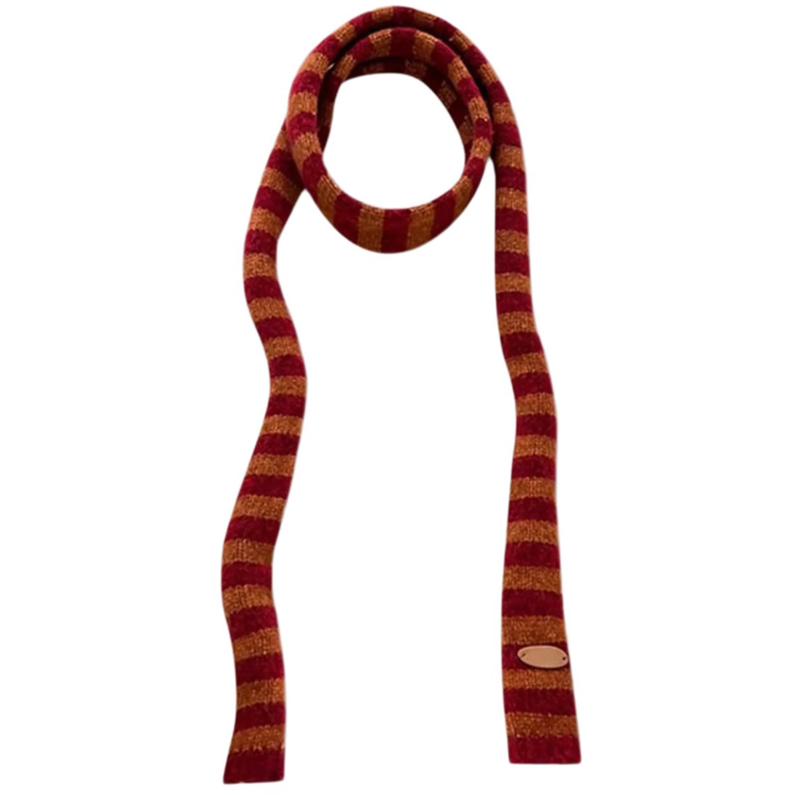 Cnrfeoap Women's Red Knit Skinny Scarf For Neckerchief Hangbag Handle Wrap For Handbag Wrap Handle Belt Choker