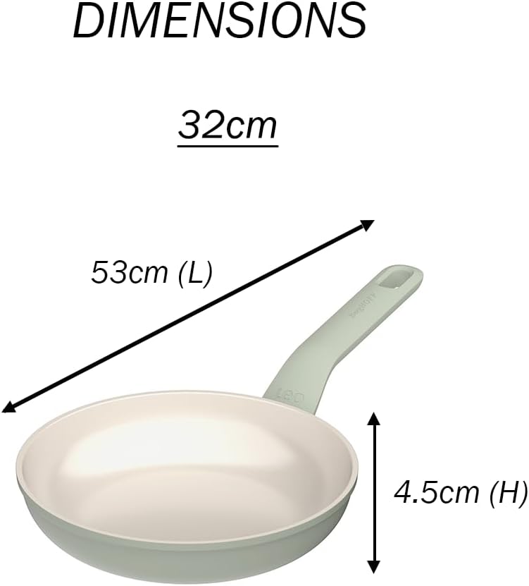 Berghoff Balance Non-stick Ceramic Frying Pan/Skillet 12.5", Recycled Aluminum, Non-toxic, CeraGreen Nonstick Coating, Stay-cool Handle, Induction Pan, 100% Sustainable, Sage