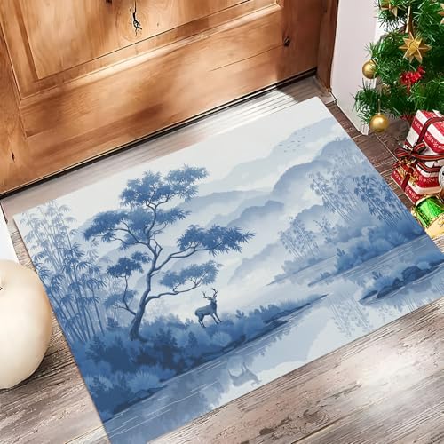 Paillasson interieur indigo 80 x 120 cm lavable pour entree