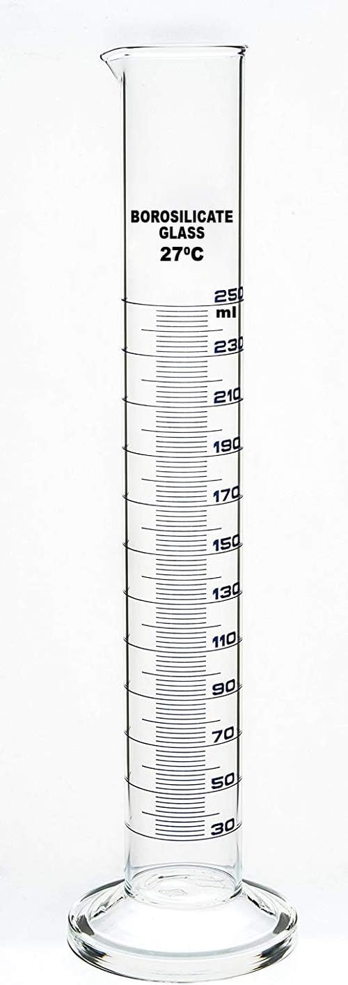 Borosilicate Glass Measuring Cylinder 250ml.