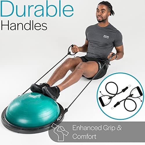 Core Balance Trainer Inflatable Stability Ball Board With Resistance Bands for Strength Training and Pump 60cm