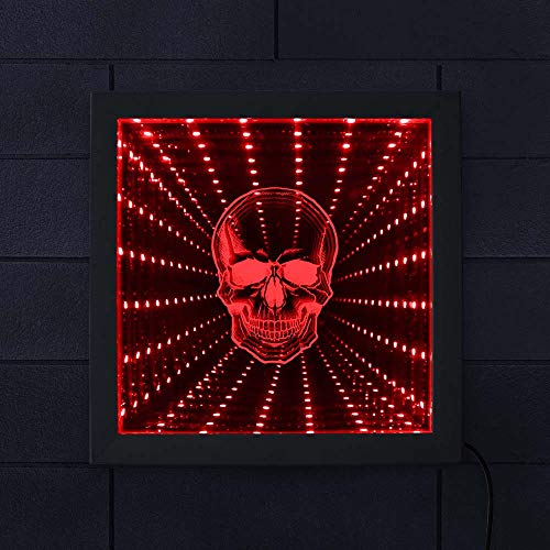 The Geeky Days HY-011 Skull Head Led Infinity Mirror Color Changing Led Light Picture Frame Stunning Optical Illusion Gorgeous Mirrored Horror Light cover