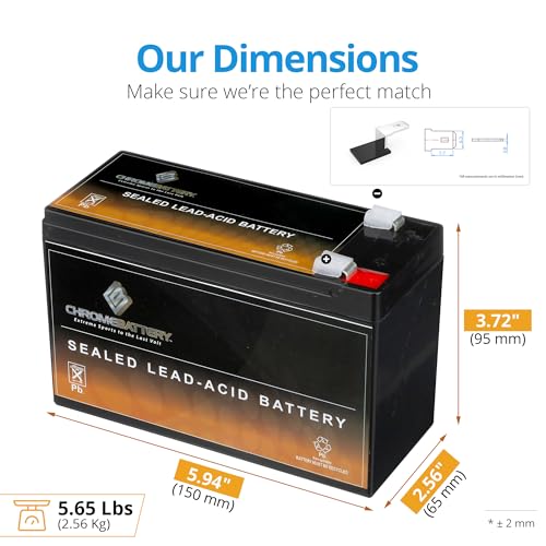 Image of CB CHROMEBATTERY 12V 9AH Sealed Lead Acid (SLA) Rechargeable Battery - 2 Pack - F2 Terminal - Deep Cycle Design - for UPS, Alarm Systems, Emergency Lighting, Scooters, Medical & Solar & More