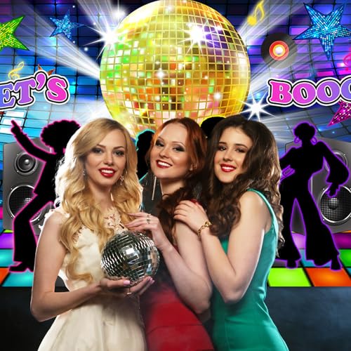 Image of Avezano Disco Backdrop Back to 70s 80s 90s Dance Party Decorations Banner Let's Boogie Birthday Party Photo Booth Backdrops 70.8 x 43.3 Inch Background (Pack of 2)