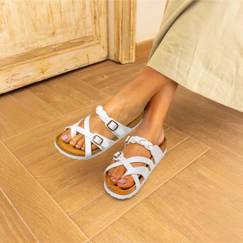 Image of AEROTHOTIC Recovery Slides for Women Cork Footbed Adjustable Straps Sandals