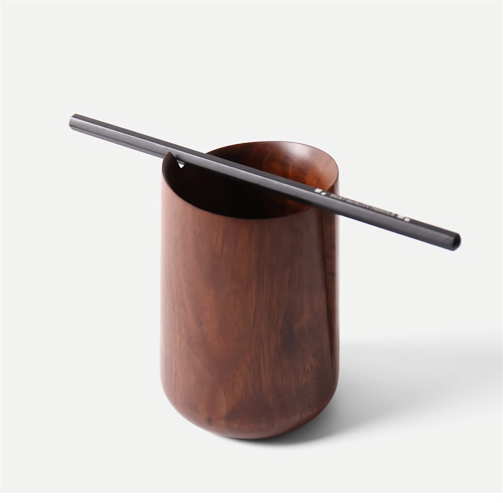 Pot à Crayons Rustique en Noyer Noir pour Bureau, Organiseur Rond pour stylos, Fournitures de Bureau de Style campagnard