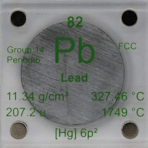 Image of Lead (Pb) 24.26mm Metal Disc with Acrylic Case for Collection or Experiments
