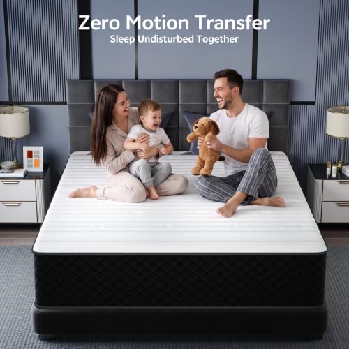 Image of Swbvs 14 Inch King Hybrid Mattress - Firm Memory Foam & Pocket Spring Bed in a Box, Cooling Gel, CertiPUR-US Certified