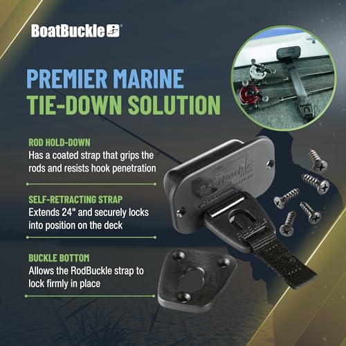 BoatBuckle Gunwale/Deck Mount Retractable Rod Tie-Down, 24-Inch | Fishing Rod Straps for Boat Deck or Gunwale Mounting, Self Retracting Tie Downs for Fishing Gear Storage and Organization - Image 5