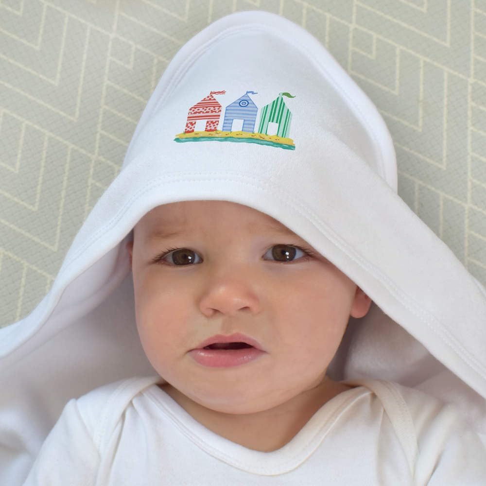 Azeeda 'Beach Huts' Baby Hooded Towel (HT00036188)