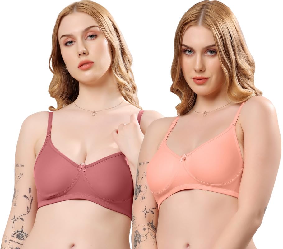 Image of London Hills Regular Bra for Women Everyday Non Padded Wire Free Mid Coverage Cotton Blend