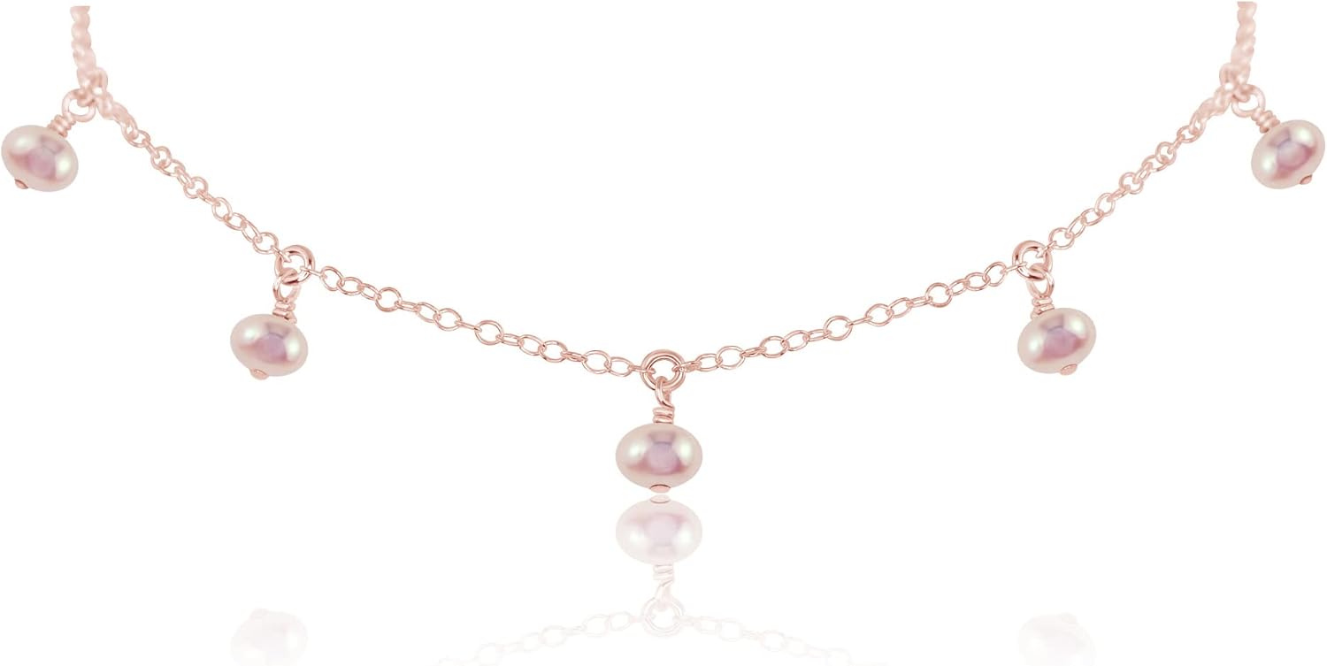 Luna Tide Freshwater Pearl Bead Drop Choker in 14k Rose Gold Fill