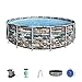 Bestway Power Steel Framepool Komplett-Set, rund, mit Filterpumpe, Sicherheitsleiter und Abdeckplane 549 x 132 cm Pool, Multicolor