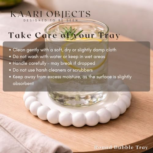 Image of Aesthetic Handmade Round Bubble Tray Trinket Tray Handmade | Jewelry Organizer | Vanity Tray for Women | Minimalist Home Decor, Candle Holder & Multipurpose - 12 x 12 cm
