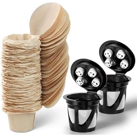 200 Count K Cup Filters Disposable with Lid and 2-Pack Reusable K Cups with 5 Holes (Bundled Product) Cover