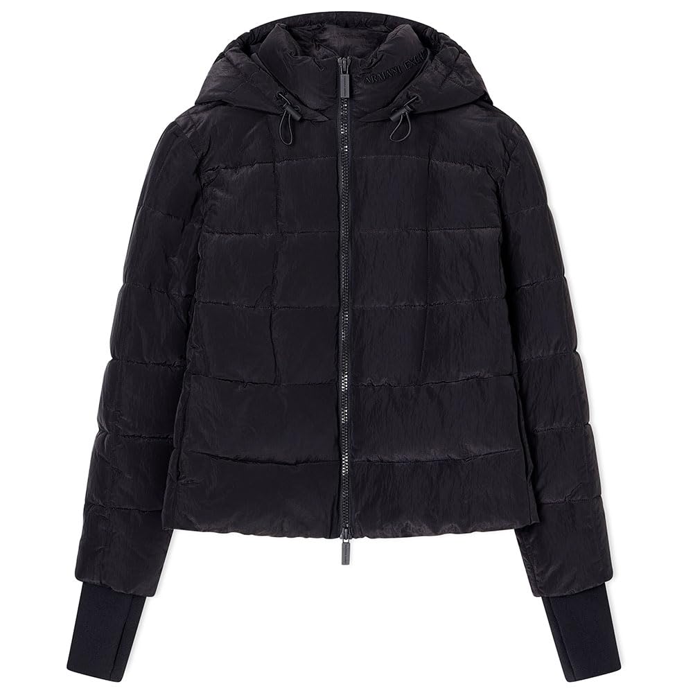 Armani Exchange Sustainable, Thumbhole Sleeve, Embroidered Logo, Adjustable Hood Down Coat Donna