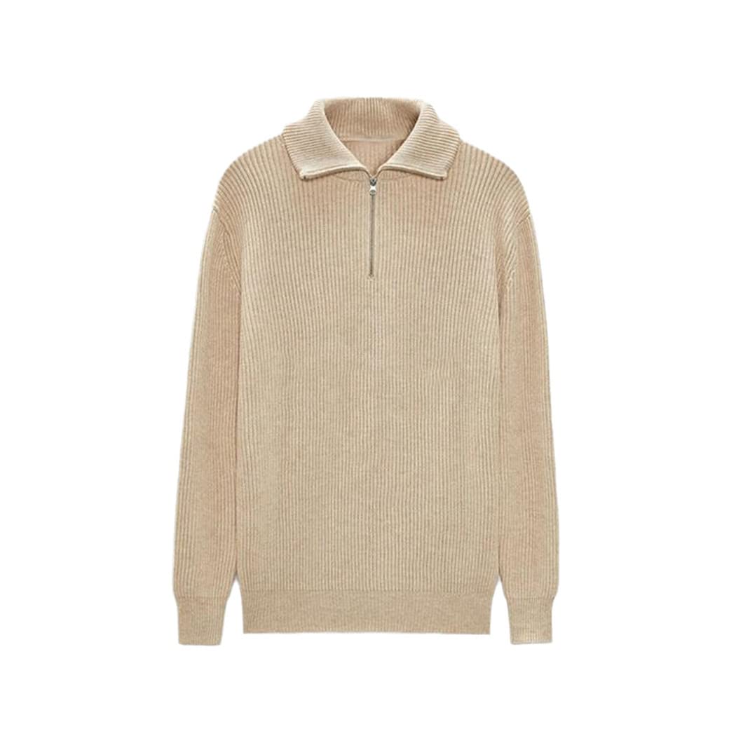 Pull en tricot à col roulé pour homme chaud et confortable couleur beige L - 7