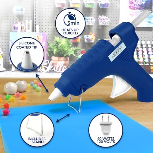ArtSkills Hot Glue Gun and Sticks Set, High Temp Full Size Glue Gun with 7/16” Glue Sticks & Silicone Mat, Extra Long 7.5 ft Cord, for DIY, Craft, Repairs & More - Image 2