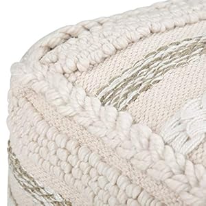 Simplihome sommer square pouf footstool upholstered in natural handloom woven cotton pattern for the living room bedroom and kids room boho contemporary modern  urban country home decor