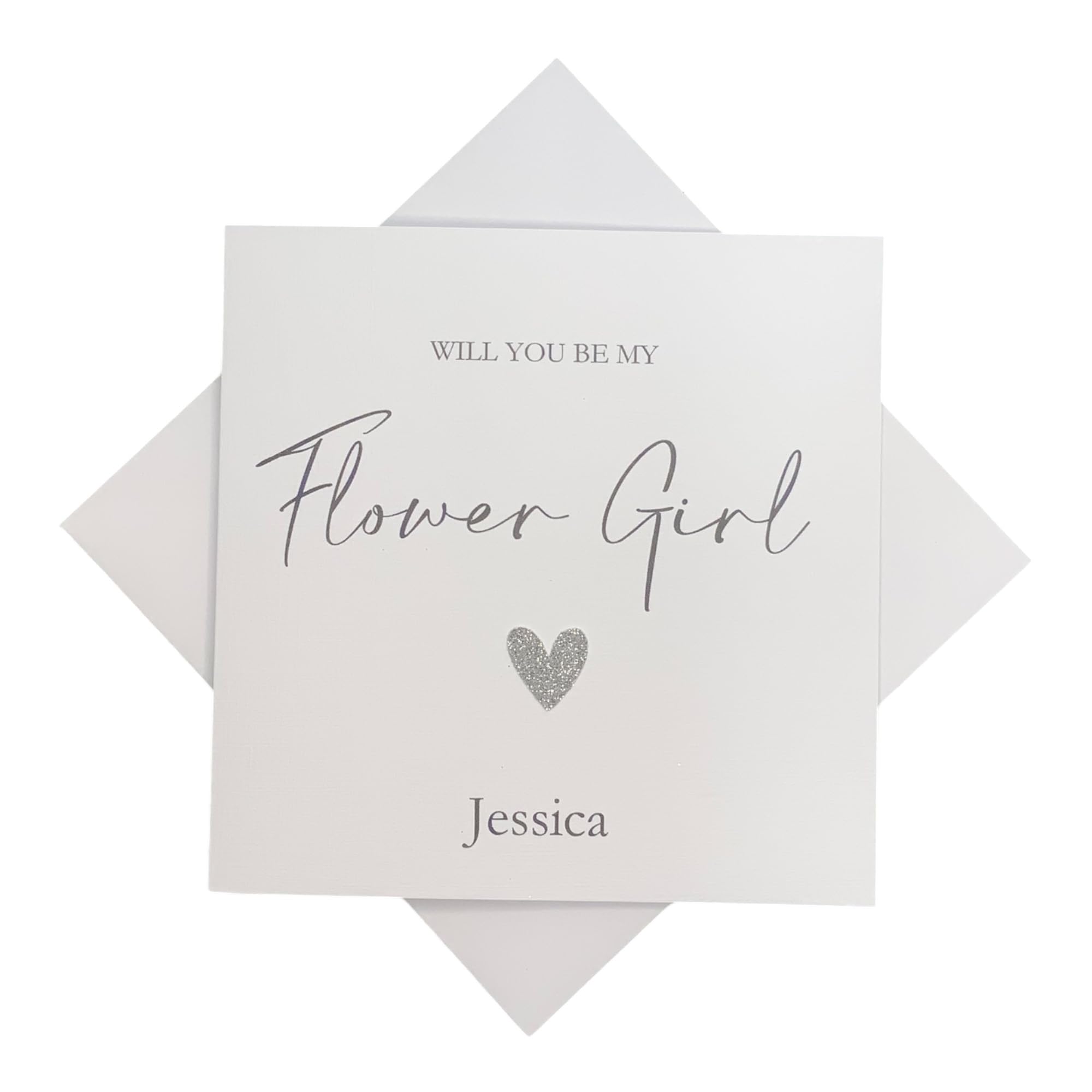 Personalised Will You Be My Bridesmaid Best Man Maid Matron Of Honour Usher Flower Girl Bridesman Witness - Various Roles - Greeting Card - Heart Colour Choice (Flower Girl)