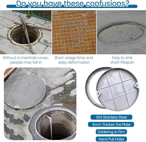 Couvercle de lavabo pour jardin et patio avec trappe d'inspection en inox