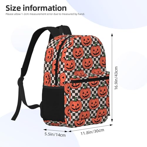 Mochila Halloween calabazas negra y blanca 17 pulgadas miniatura 4