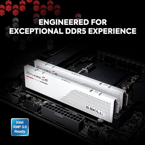 Image of G.SKILL Ripjaws S5 Series DDR5 RAM (Intel XMP 3.0) 32GB (2x16GB) 6000MT /s CL30-40-40-96 1.35V Desktop Computer Memory U-DIMM - Matte White (F5-6000J3040F16GA2-RS5W)